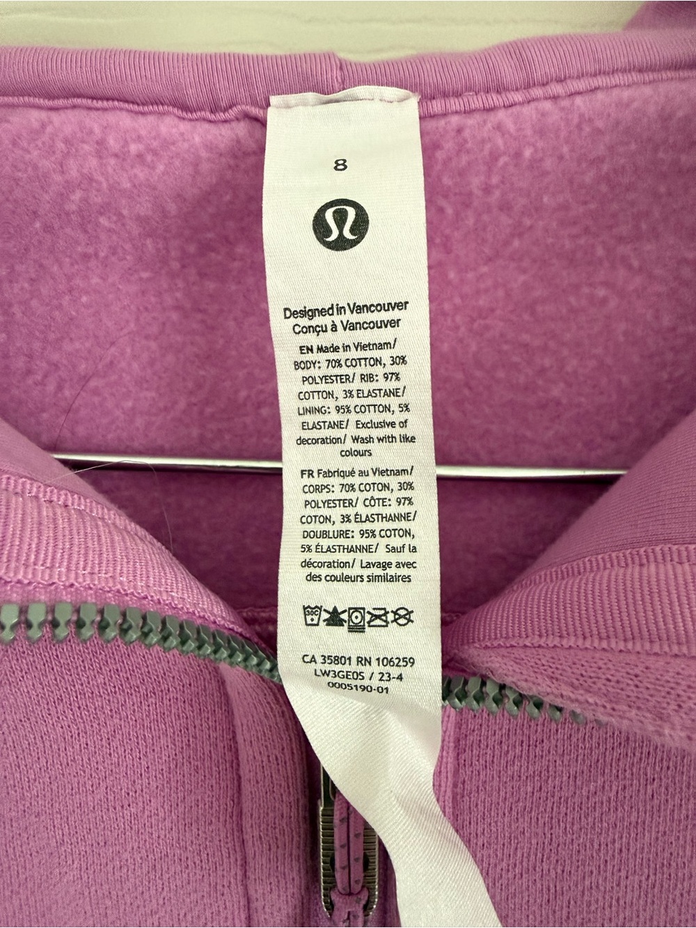 Lululemon Cropped Full-zip Scuba Hoodie in Dahlia Mauve - Picture 7 of 13